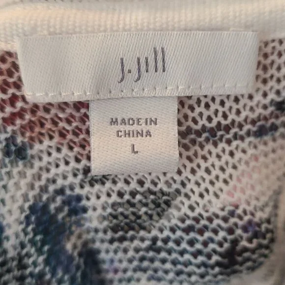 J. Jill Floral Linen Open Duster Cardigan Size Large White Spring Watercolor - Picture 10 of 10